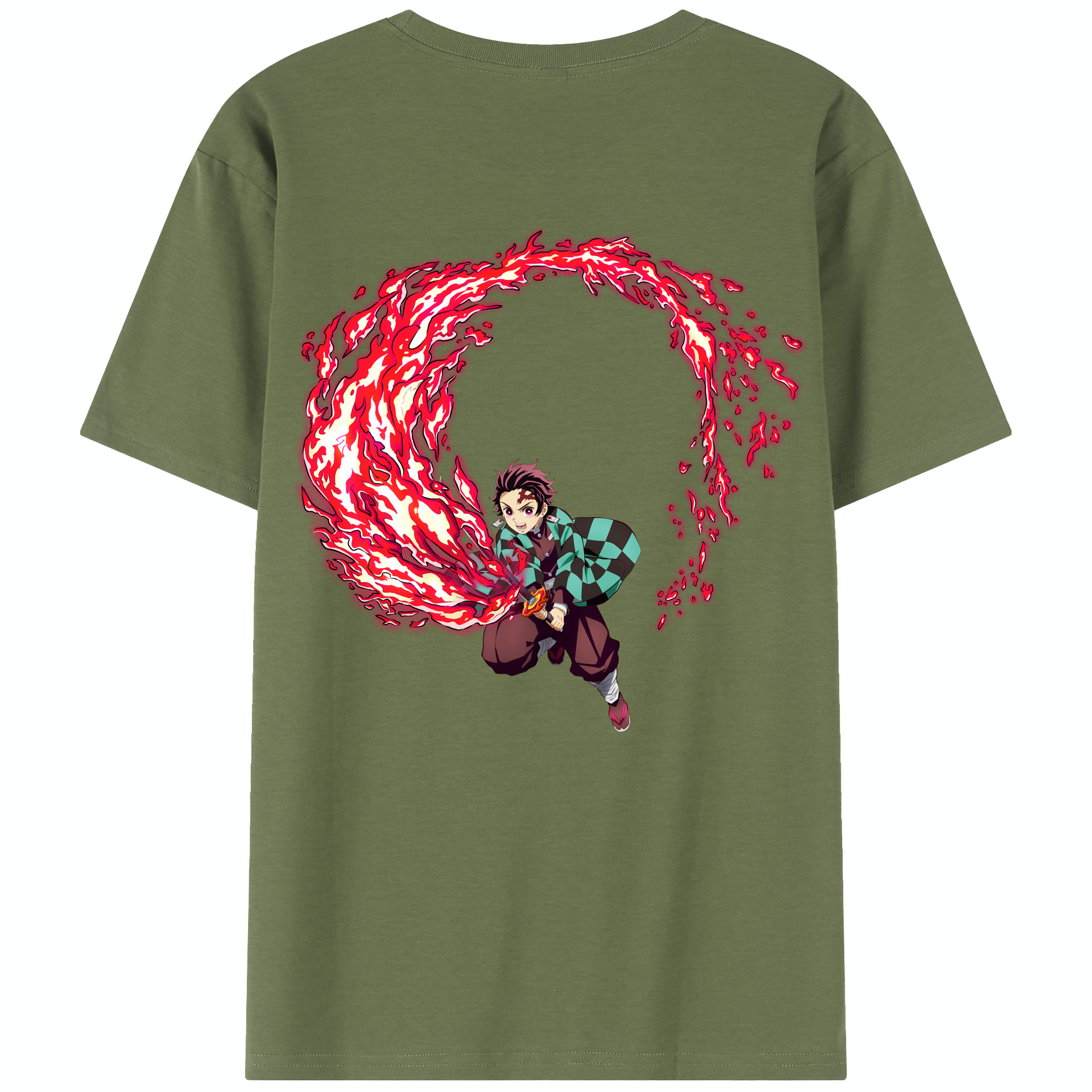 （画像用） 鬼滅の刃 竈門 炭治郎／かまど たんじろう Kamado Tanjirou 綿100％半袖Tシャツ（背面プリント）